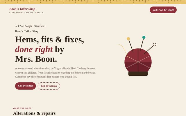Boon's Tailor Shop
