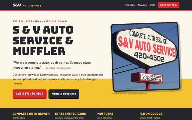 S & V Auto Service & Muffler